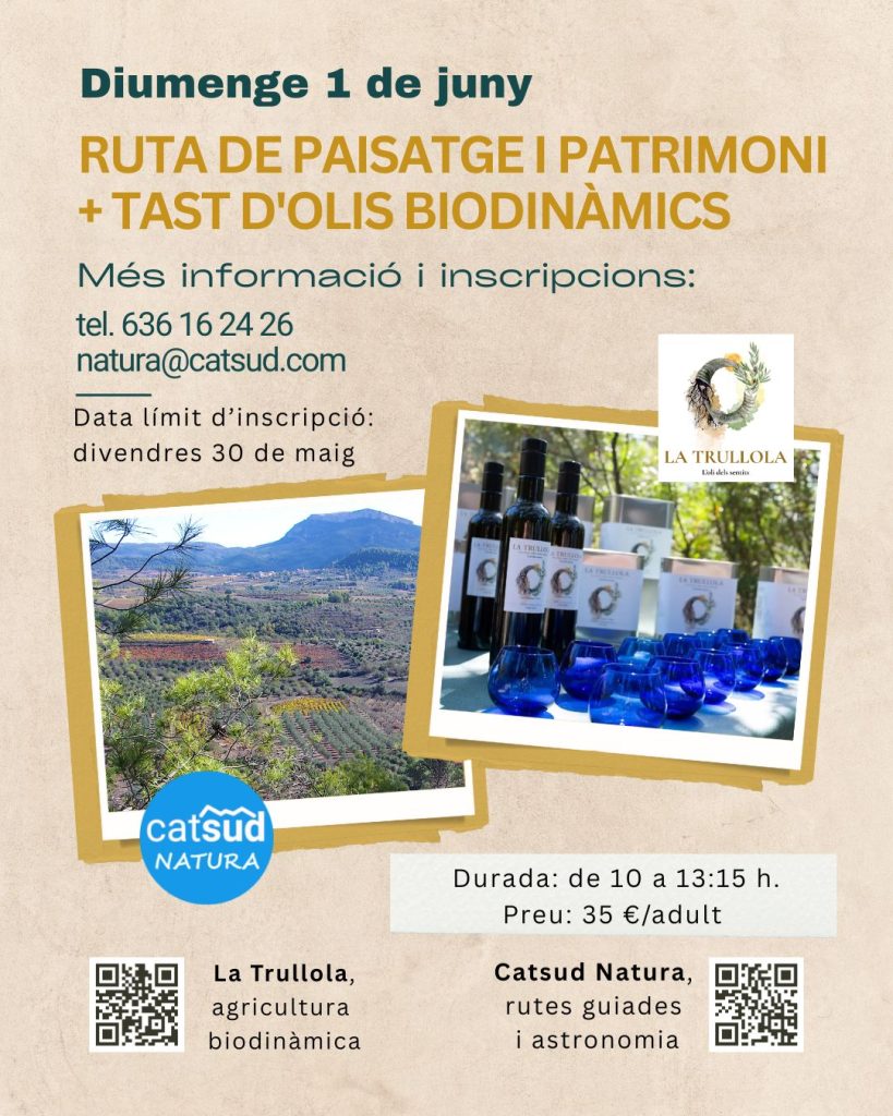 EXCURSIÓ GUIADA I TAST D'OLIS ECOLÒGICS